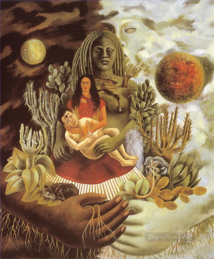 The Love Embrace of the Universe the Earth Mexico Myself Diego and Senor Xolotl feminism Frida Kahlo Oil Paintings